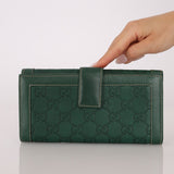 Gucci Green Leather Guccissima Long Wallet - FashioNica