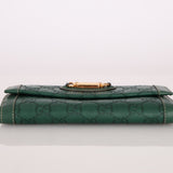 Gucci Green Leather Guccissima Long Wallet - FashioNica