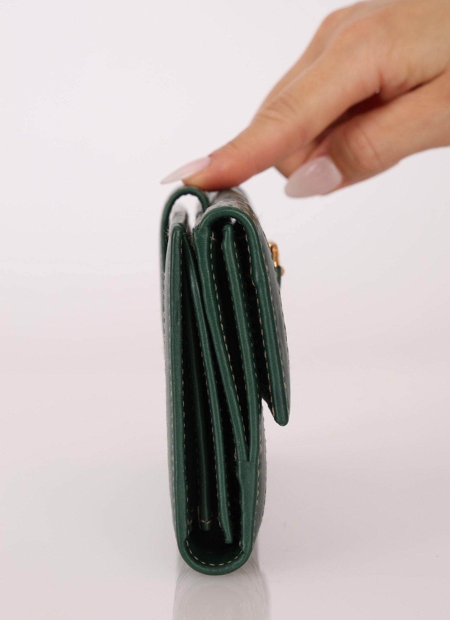 Gucci Green Leather Guccissima Long Wallet - FashioNica