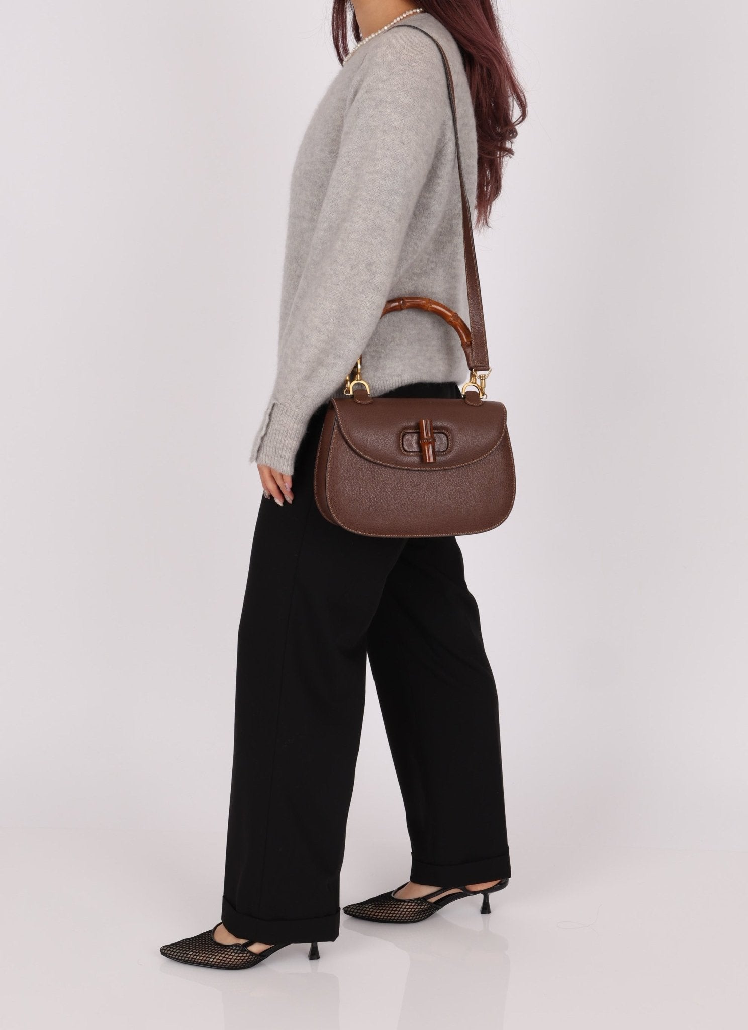 Gucci Leather Brown Bamboo Top Handle w/ Strap - FashioNica