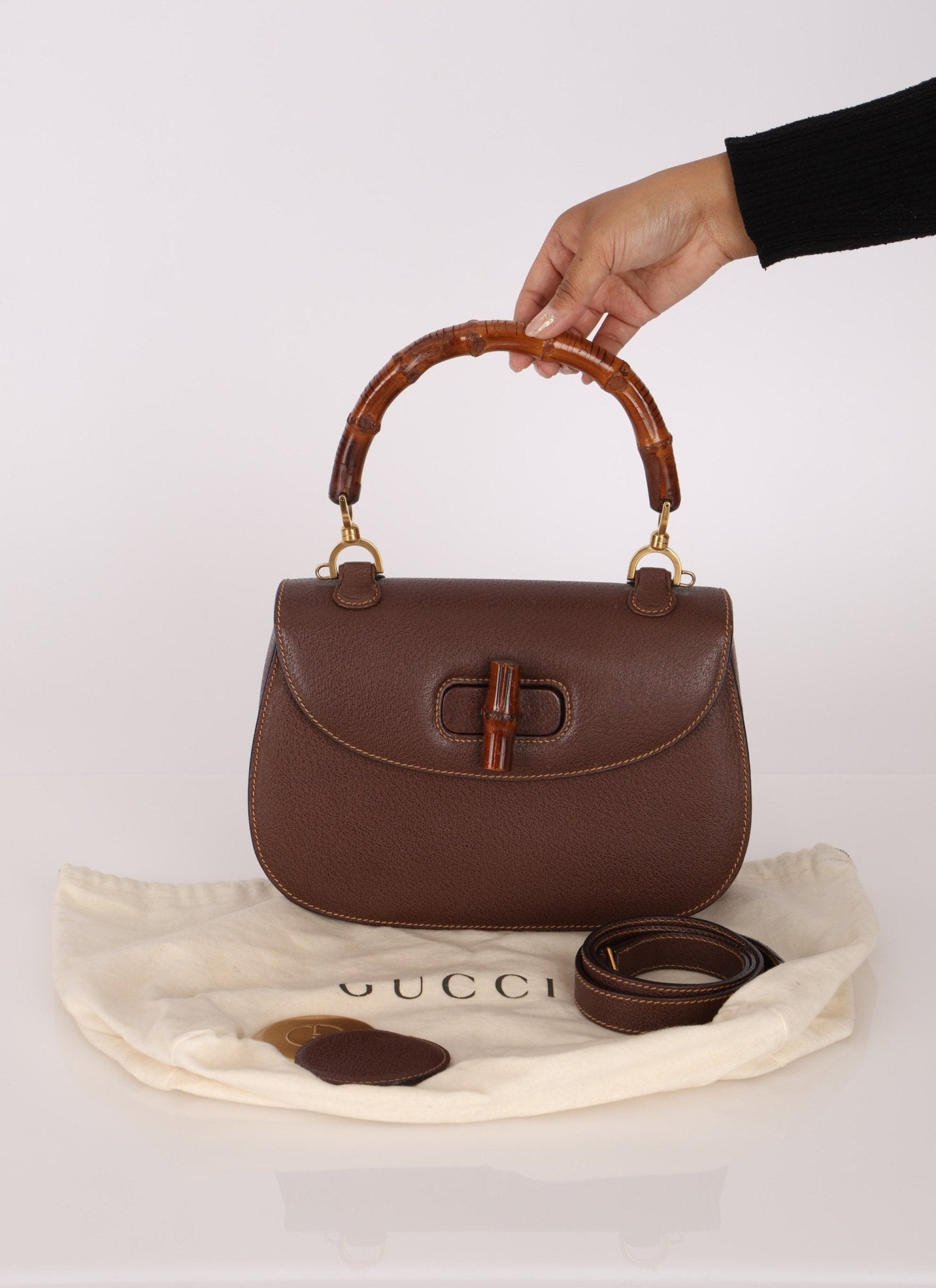 Gucci Leather Brown Bamboo Top Handle w/ Strap - FashioNica