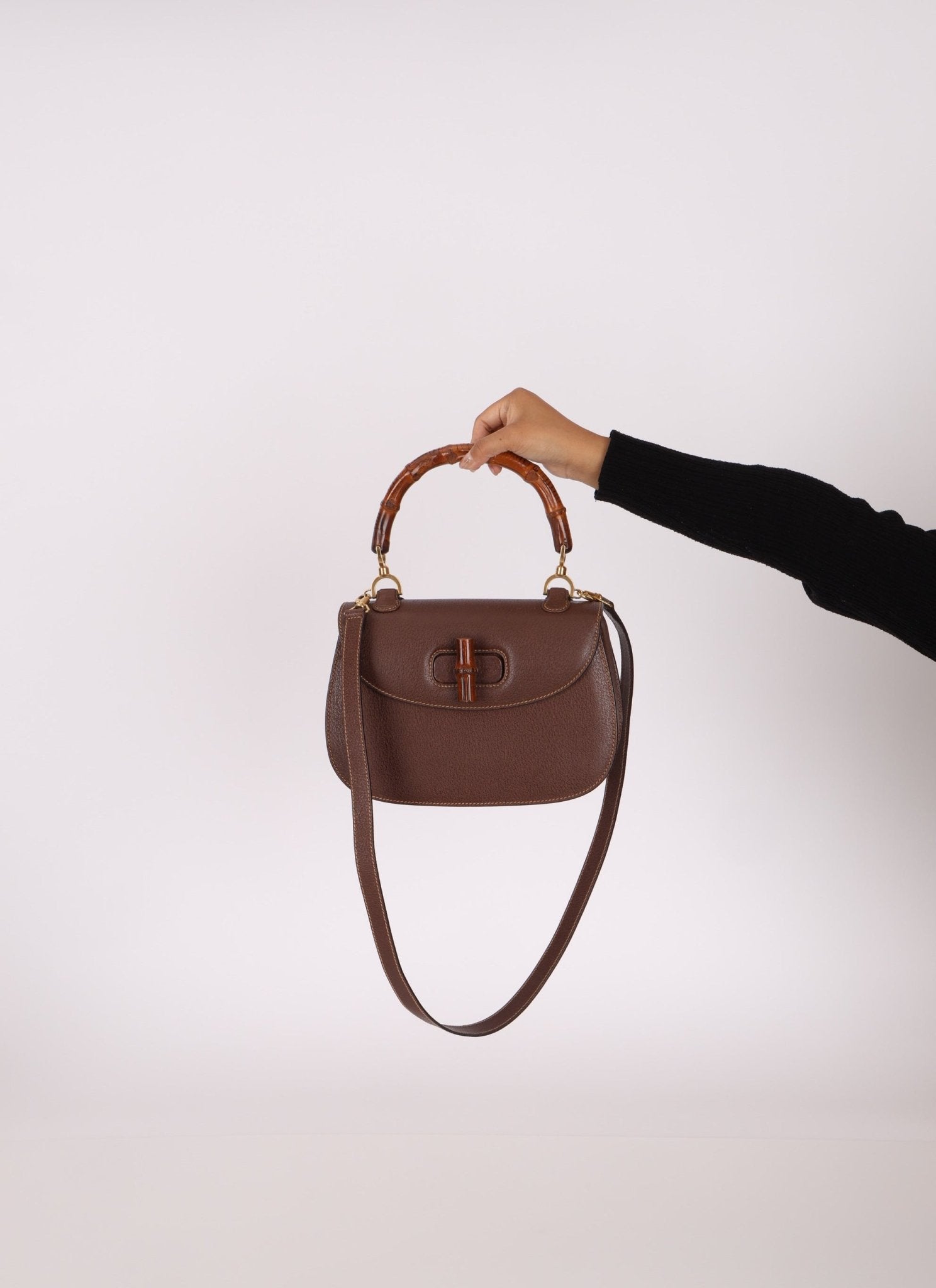 Gucci Leather Brown Bamboo Top Handle w/ Strap - FashioNica