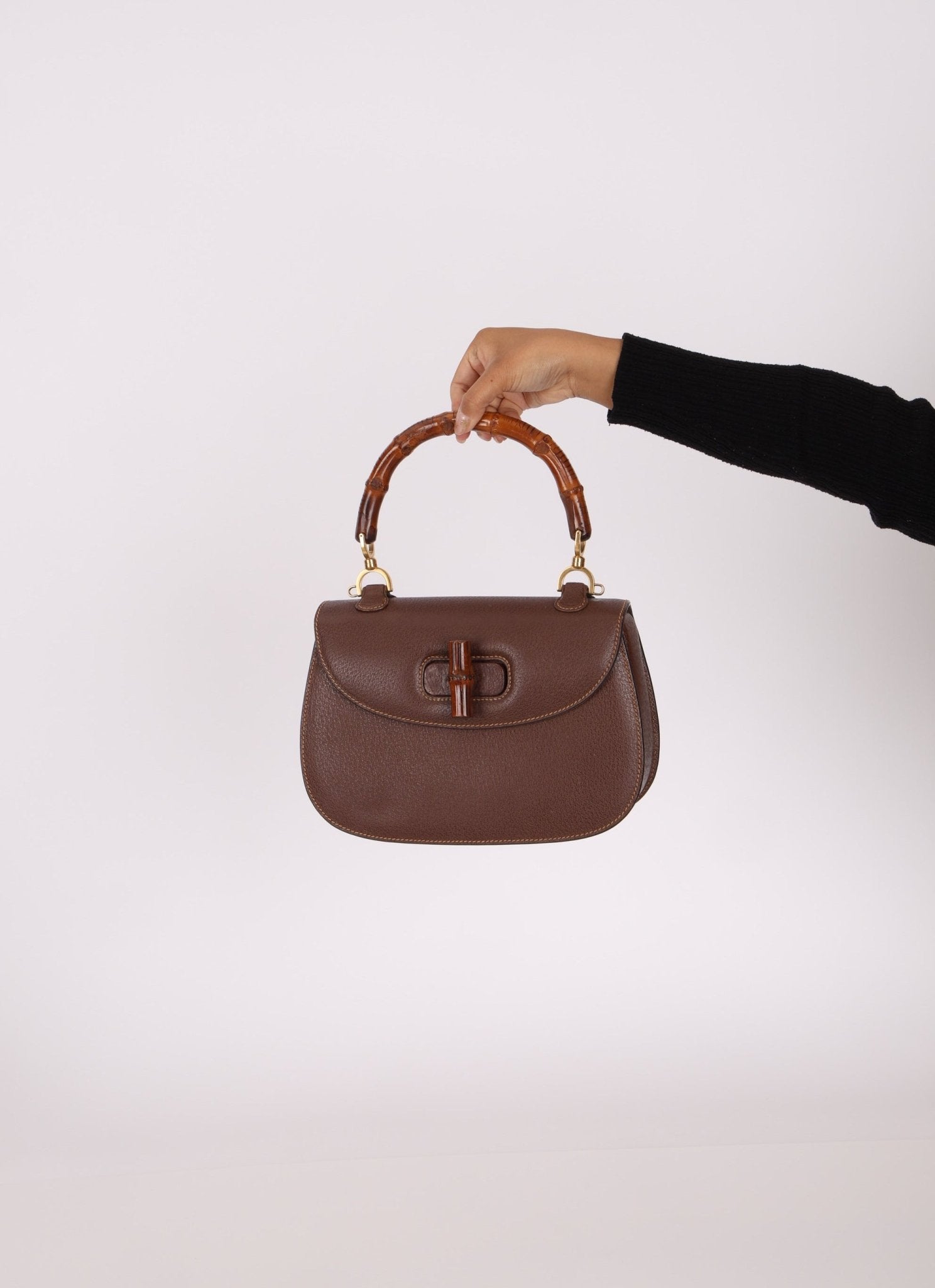 Gucci Leather Brown Bamboo Top Handle w/ Strap - FashioNica