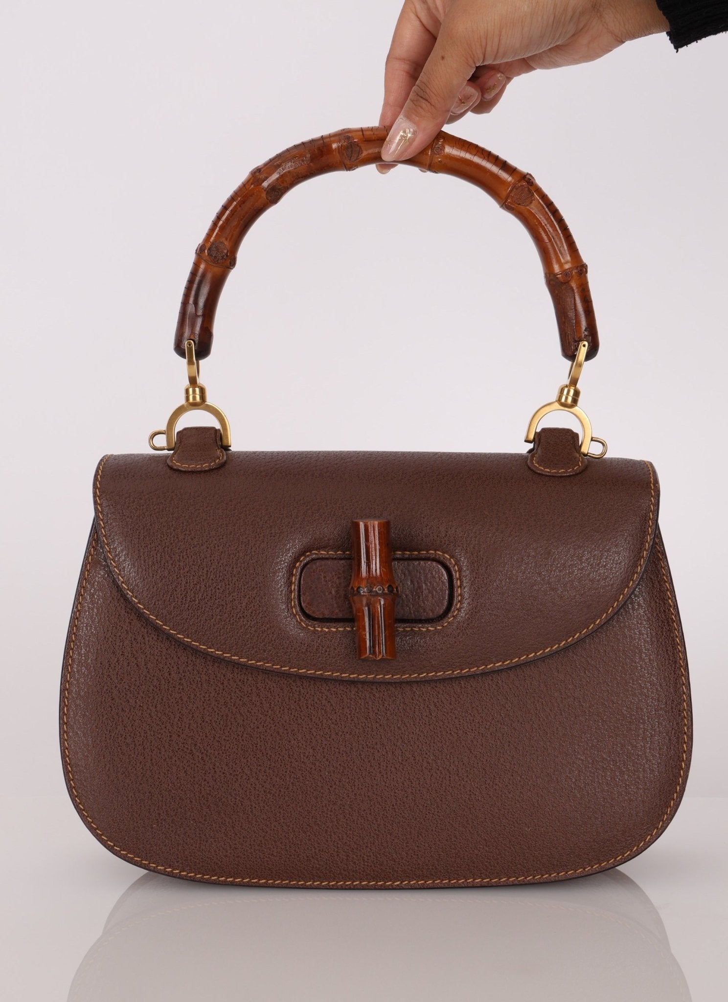 Gucci Leather Brown Bamboo Top Handle w/ Strap - FashioNica