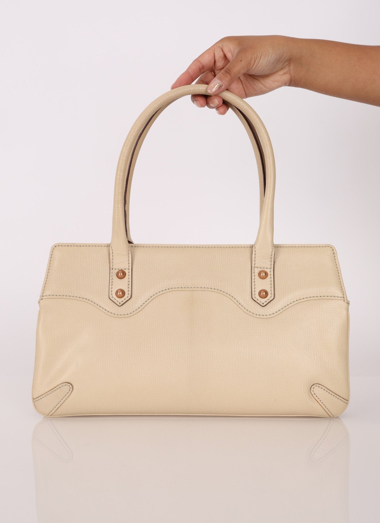 Gucci Leather Rosegold Horsebit Chain Ivory Handle Bag - FashioNica