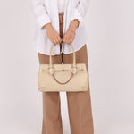 Gucci Leather Rosegold Horsebit Chain Ivory Handle Bag - FashioNica