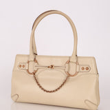 Gucci Leather Rosegold Horsebit Chain Ivory Handle Bag - FashioNica