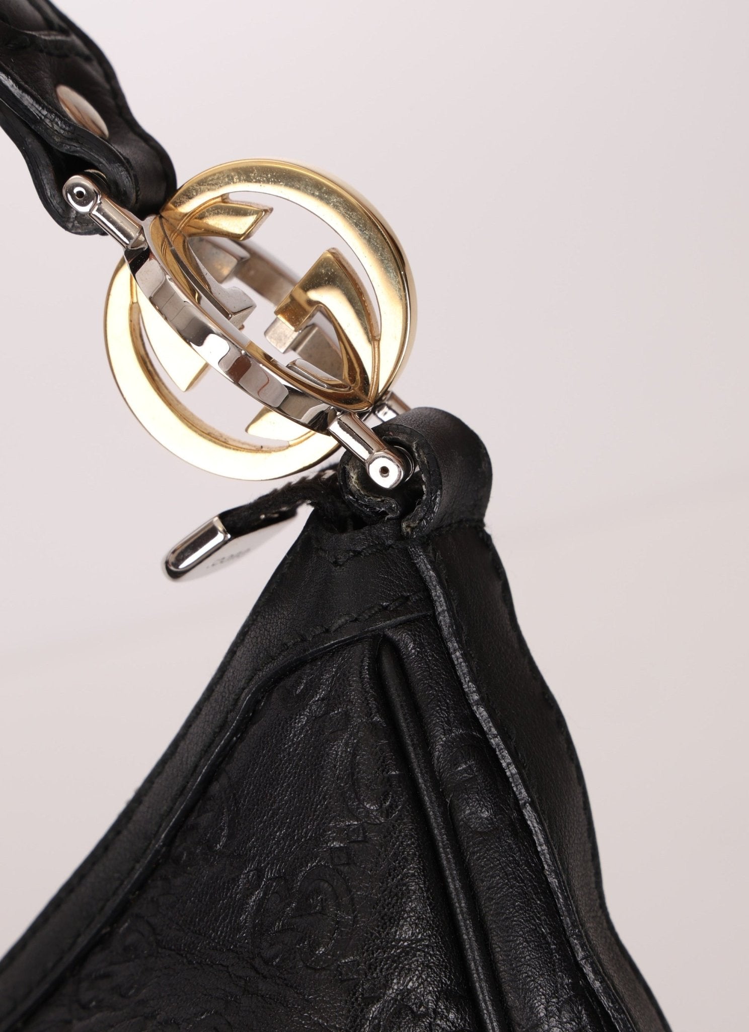 Gucci Monogram Embossed Leather Hobo - FashioNica