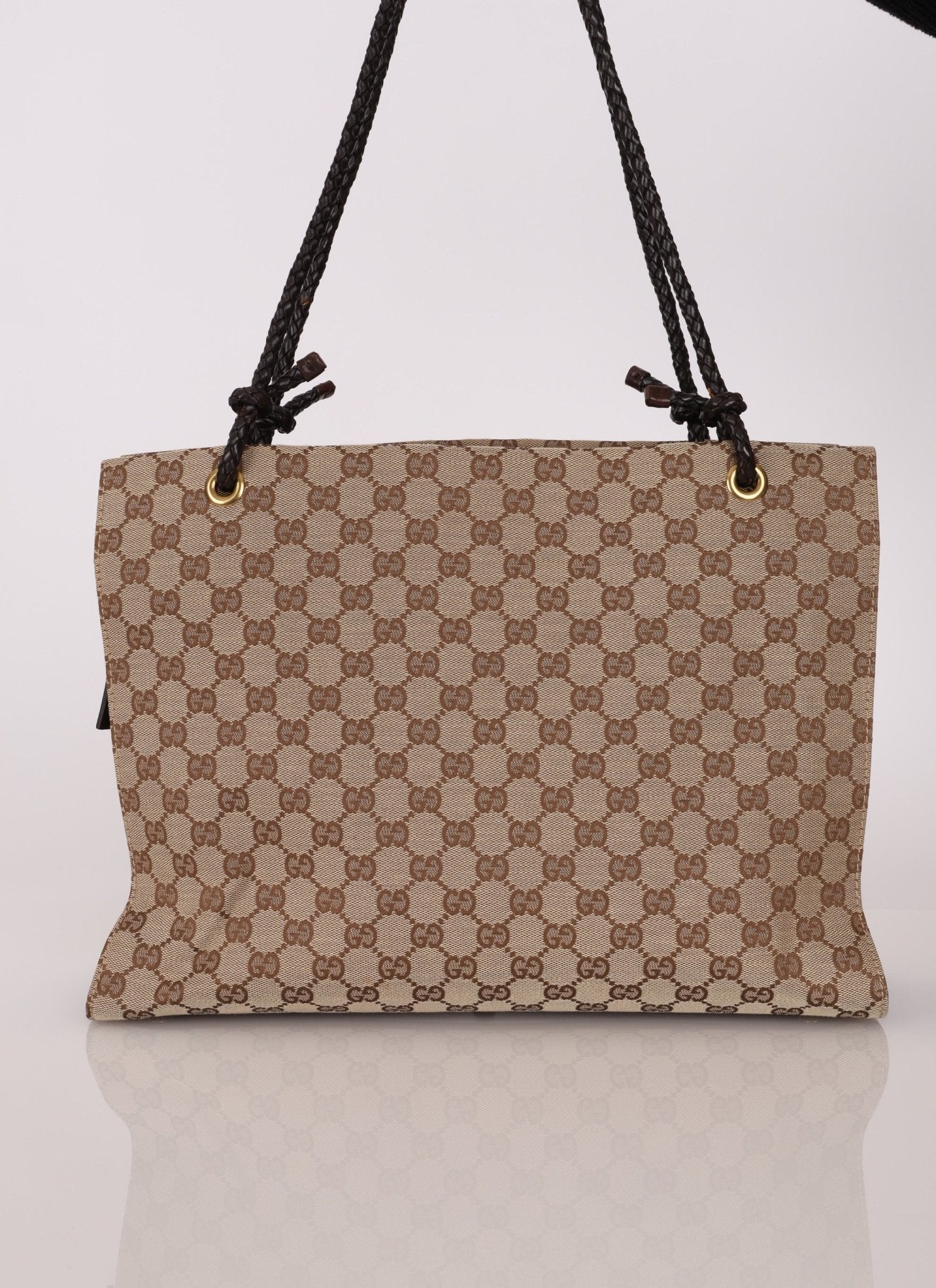 Gucci Monogram Leather Braided Tote - FashioNica