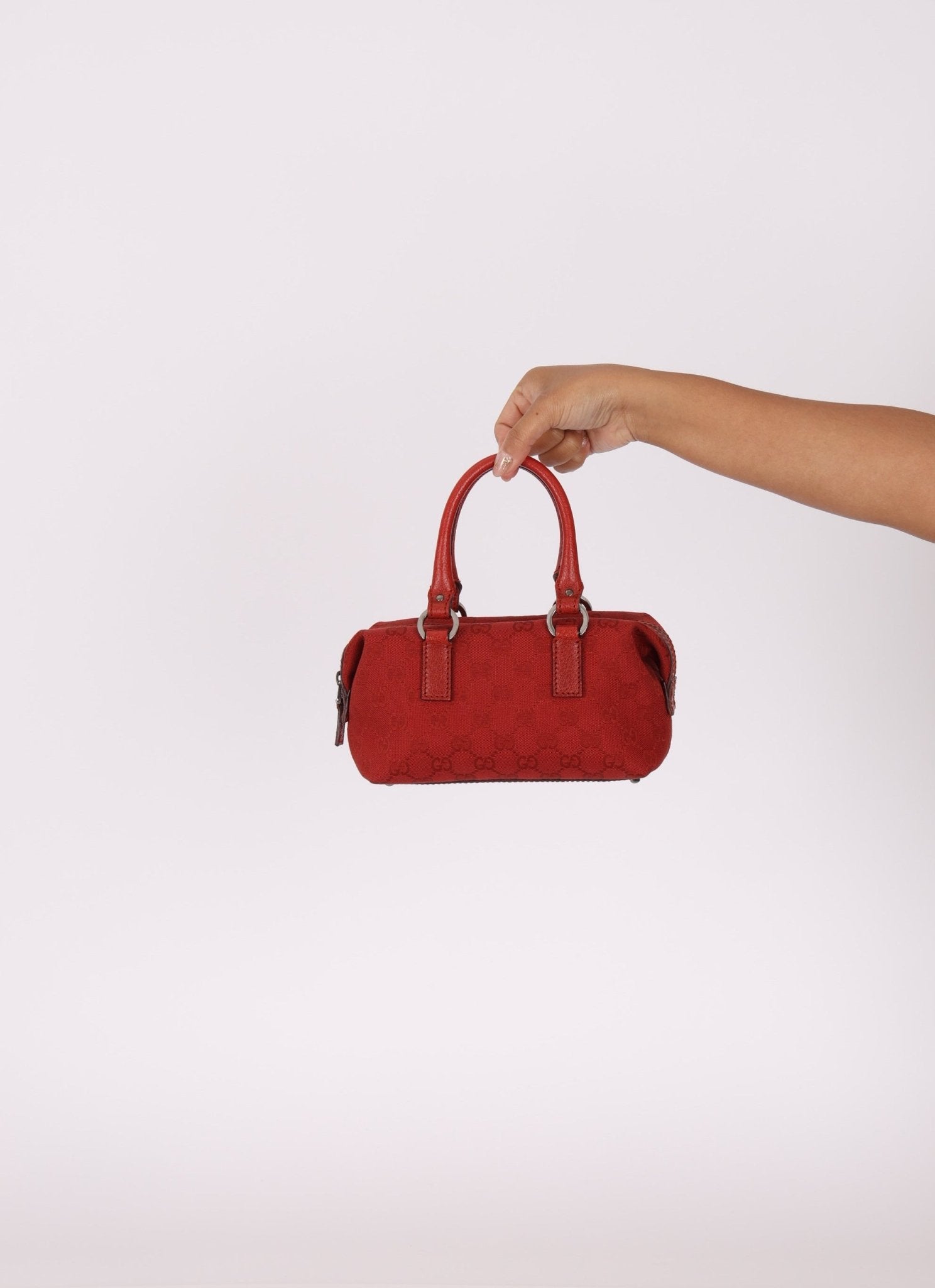Gucci Monogram Mini Red Boston Bag - FashioNica