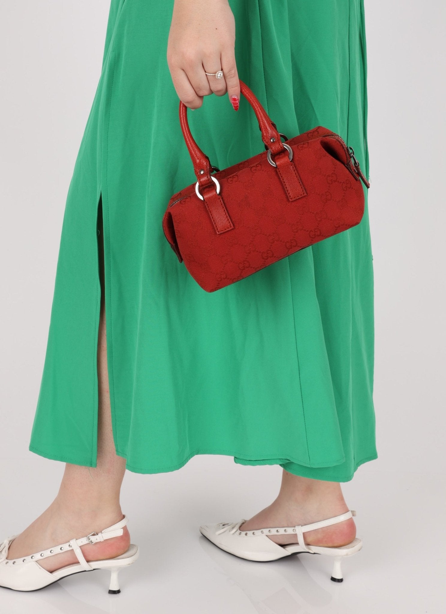 Gucci Monogram Mini Red Boston Bag - FashioNica