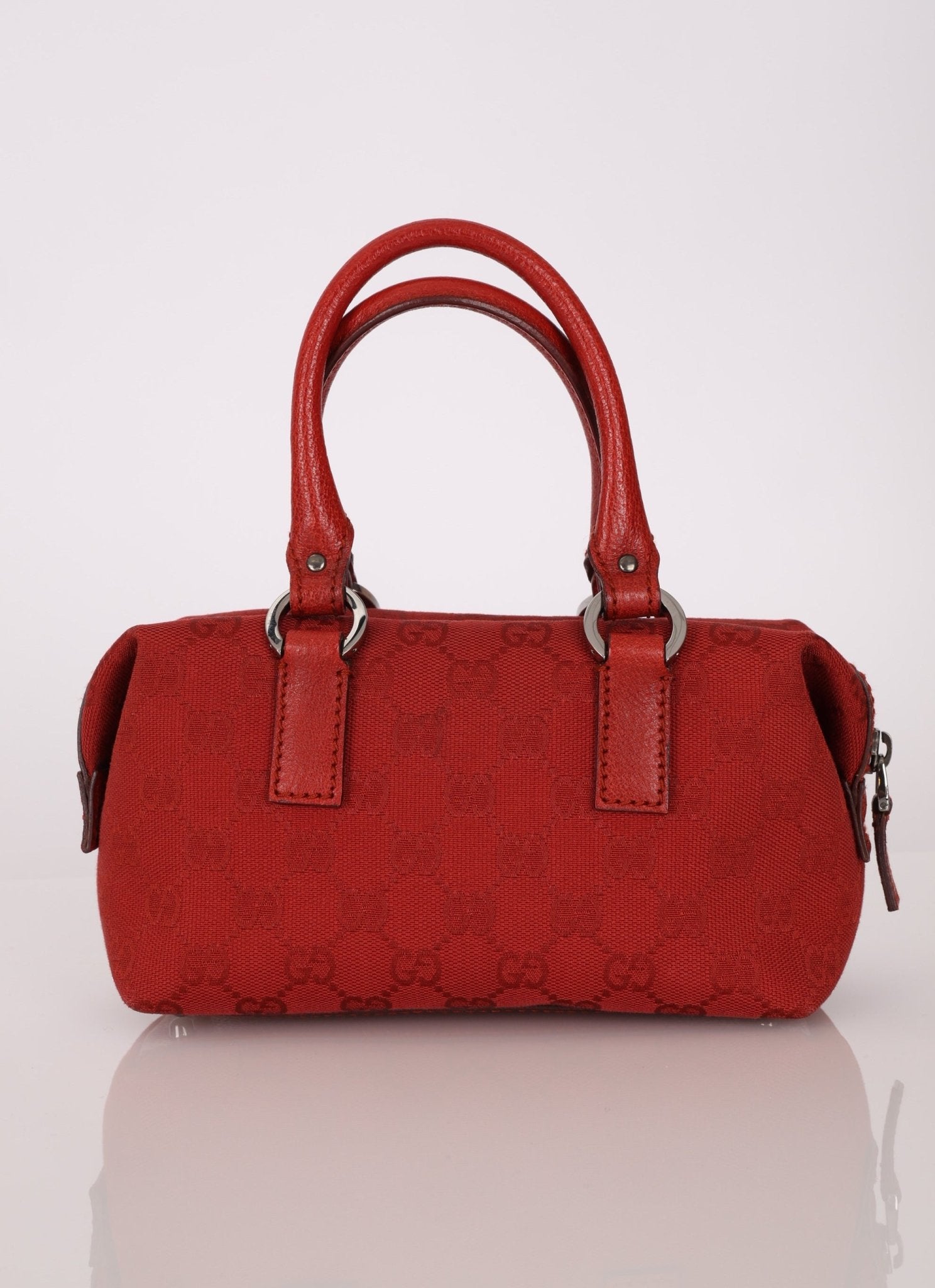 Gucci Monogram Mini Red Boston Bag - FashioNica