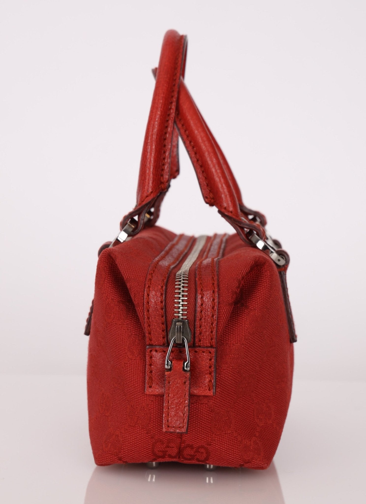 Gucci Monogram Mini Red Boston Bag - FashioNica