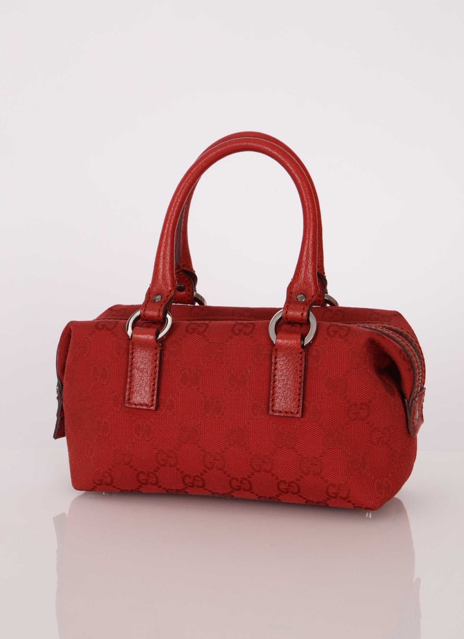 Gucci Monogram Mini Red Boston Bag - FashioNica