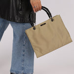 Gucci Taupe Nylon Bamboo Top Handle - FashioNica