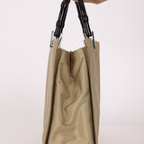 Gucci Taupe Nylon Bamboo Top Handle - FashioNica