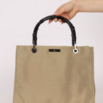 Gucci Taupe Nylon Bamboo Top Handle - FashioNica