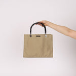 Gucci Taupe Nylon Bamboo Top Handle - FashioNica