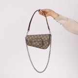 Gucci x Billie Eilish 1955 Coated Canvas Asymmetrical Horsebit Mini Shoulder Bag on Chain - FashioNica