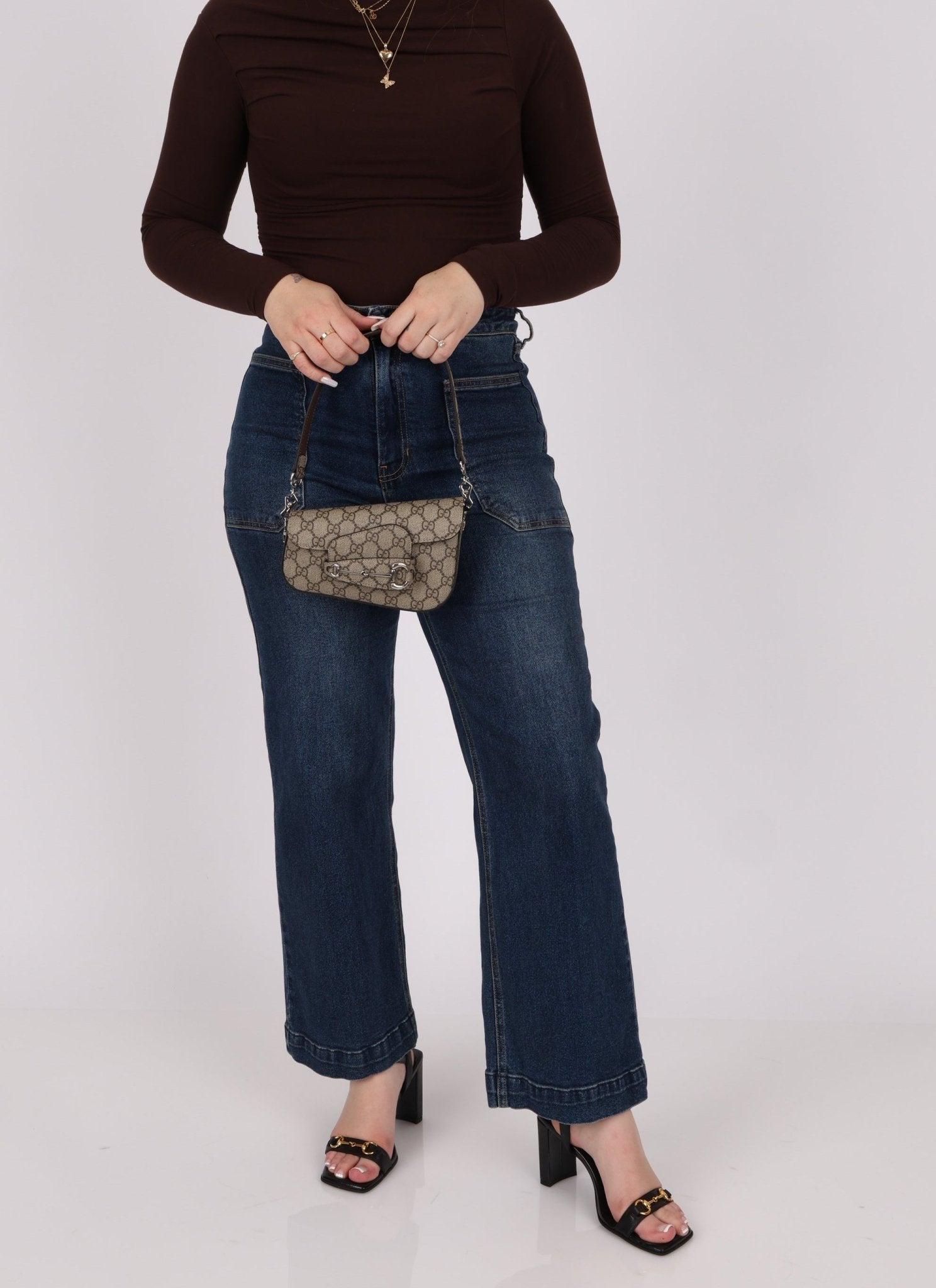 Gucci x Billie Eilish 1955 Coated Canvas Asymmetrical Horsebit Mini Shoulder Bag on Chain - FashioNica