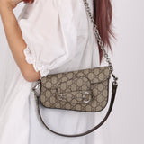 Gucci x Billie Eilish 1955 Coated Canvas Asymmetrical Horsebit Mini Shoulder Bag on Chain - FashioNica
