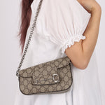 Gucci x Billie Eilish 1955 Coated Canvas Asymmetrical Horsebit Mini Shoulder Bag on Chain - FashioNica