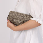 Gucci x Billie Eilish 1955 Coated Canvas Asymmetrical Horsebit Mini Shoulder Bag on Chain - FashioNica