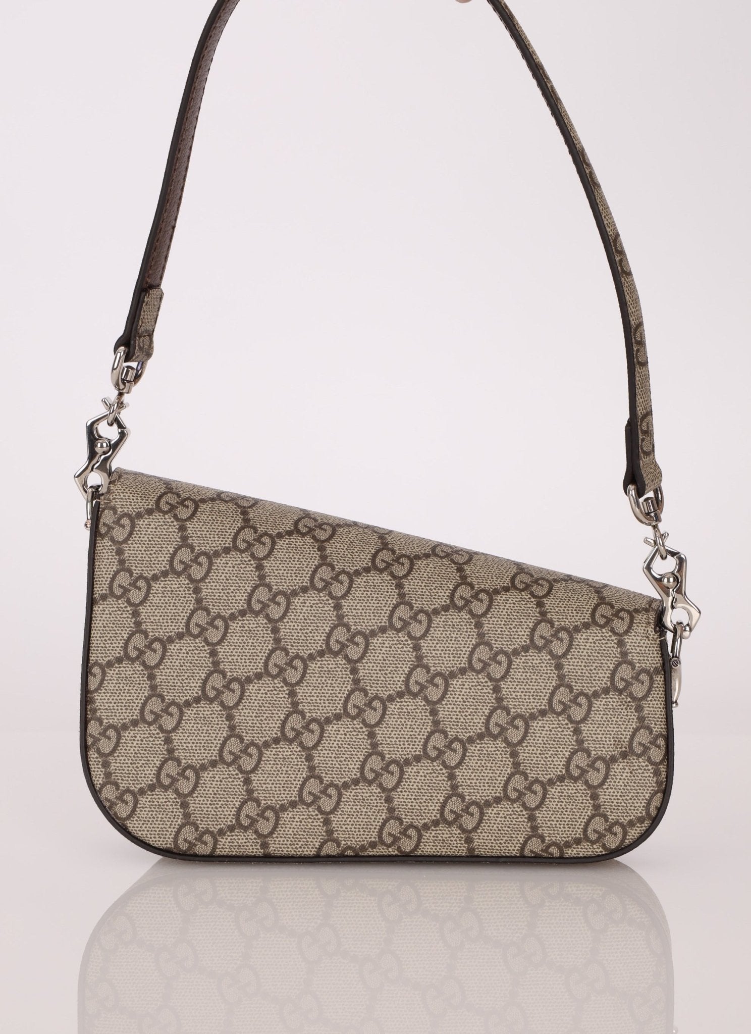 Gucci x Billie Eilish 1955 Coated Canvas Asymmetrical Horsebit Mini Shoulder Bag on Chain - FashioNica