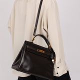 Hermès 1979 Chocolate Box Retourne Kelly 32 with Strap - FashioNica