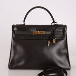 Hermès 1979 Chocolate Box Retourne Kelly 32 with Strap - FashioNica