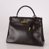 Hermès 1979 Chocolate Box Retourne Kelly 32 with Strap - FashioNica