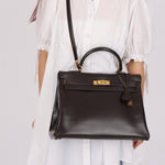 Hermès 1991 Chocolate Box Kelly 35 GHW - FashioNica