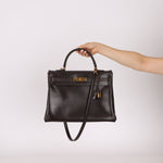 Hermès 1991 Chocolate Box Kelly 35 GHW - FashioNica