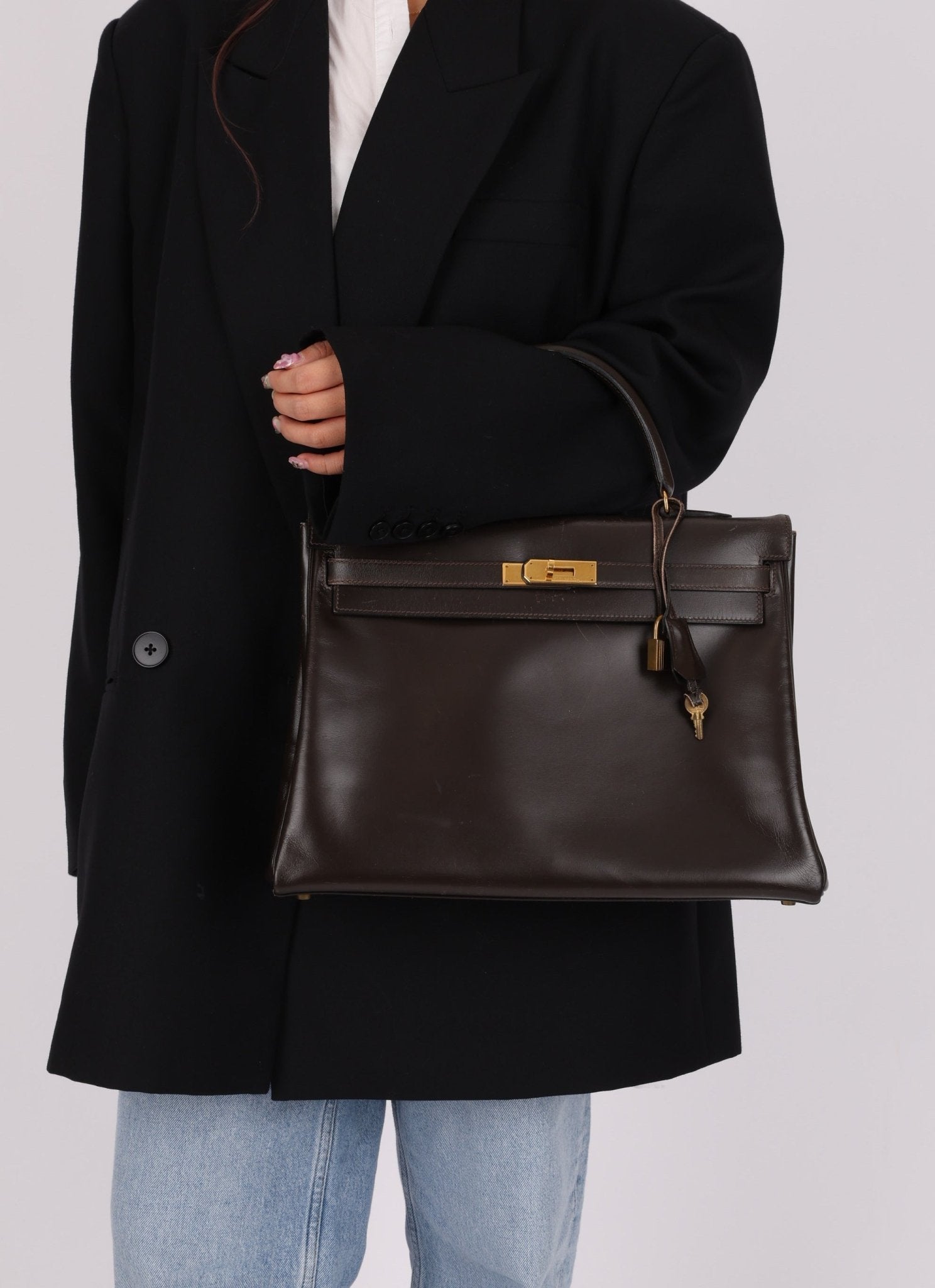 Hermès 1991 Chocolate Box Kelly 35 GHW - FashioNica