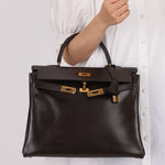 Hermès 1991 Chocolate Box Kelly 35 GHW - FashioNica