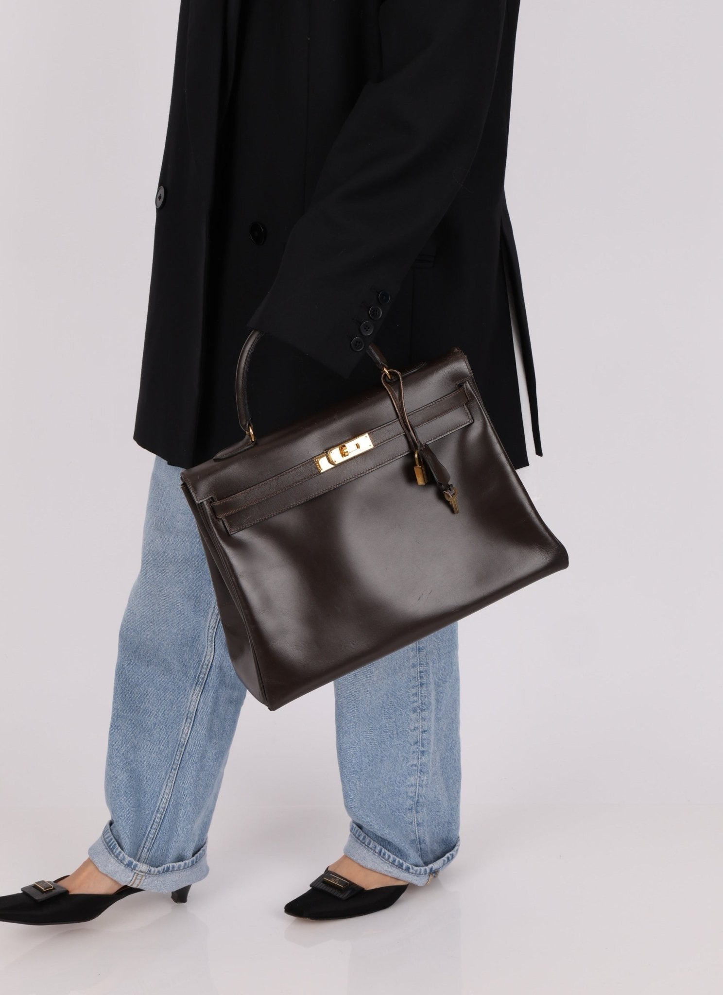 Hermès 1991 Chocolate Box Kelly 35 GHW - FashioNica