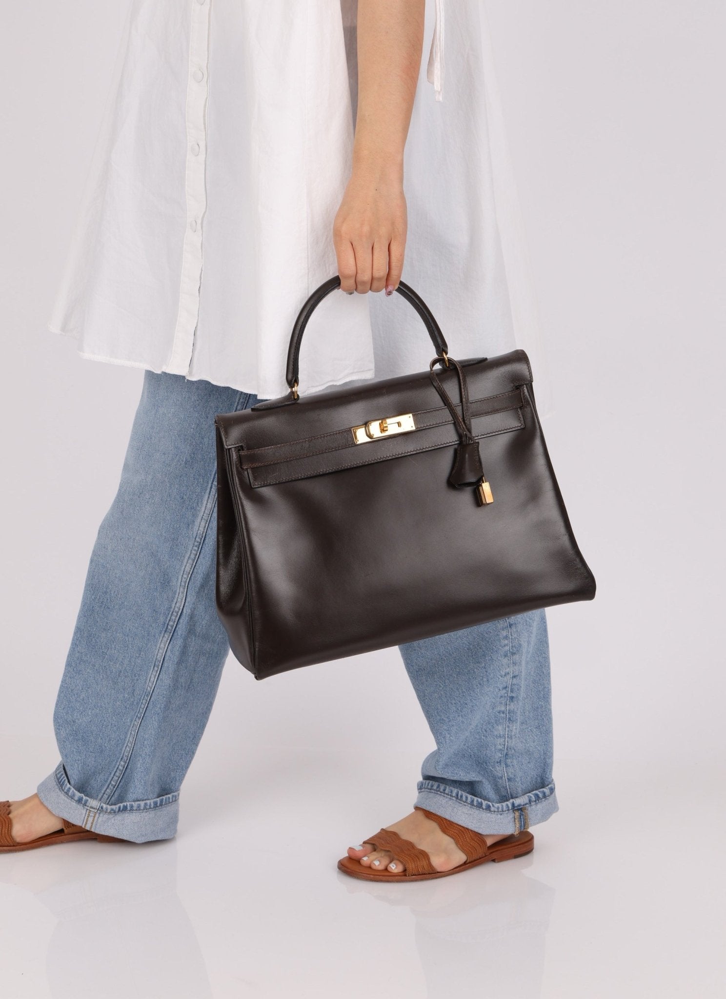 Hermès 1991 Chocolate Box Kelly 35 GHW - FashioNica