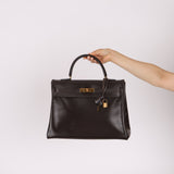 Hermès 1991 Chocolate Box Kelly 35 GHW - FashioNica