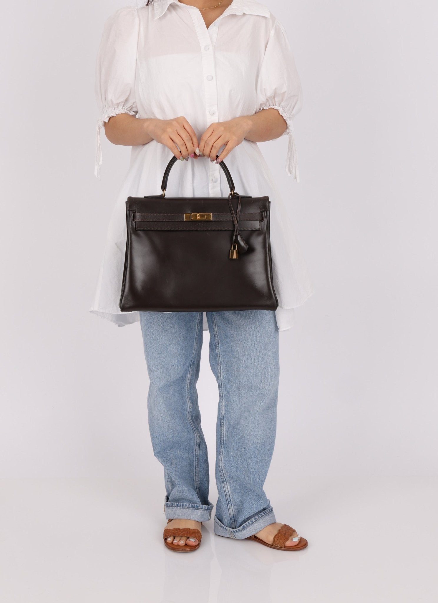 Hermès 1991 Chocolate Box Kelly 35 GHW - FashioNica