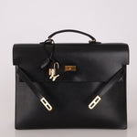 Hermès 2000 Noir Box Kelly Dépêches 38 GHW - FashioNica