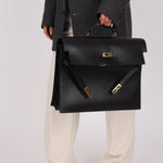 Hermès 2000 Noir Box Kelly Dépêches 38 GHW - FashioNica