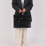 Hermès 2000 Noir Box Kelly Dépêches 38 GHW - FashioNica