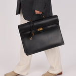 Hermès 2000 Noir Box Kelly Dépêches 38 GHW - FashioNica