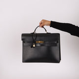 Hermès 2000 Noir Box Kelly Dépêches 38 GHW - FashioNica