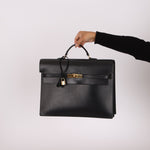 Hermès 2000 Noir Box Kelly Dépêches 38 GHW - FashioNica
