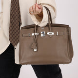 Hermès 2008 Etoupe Clemence Retourne Birkin 35 - FashioNica