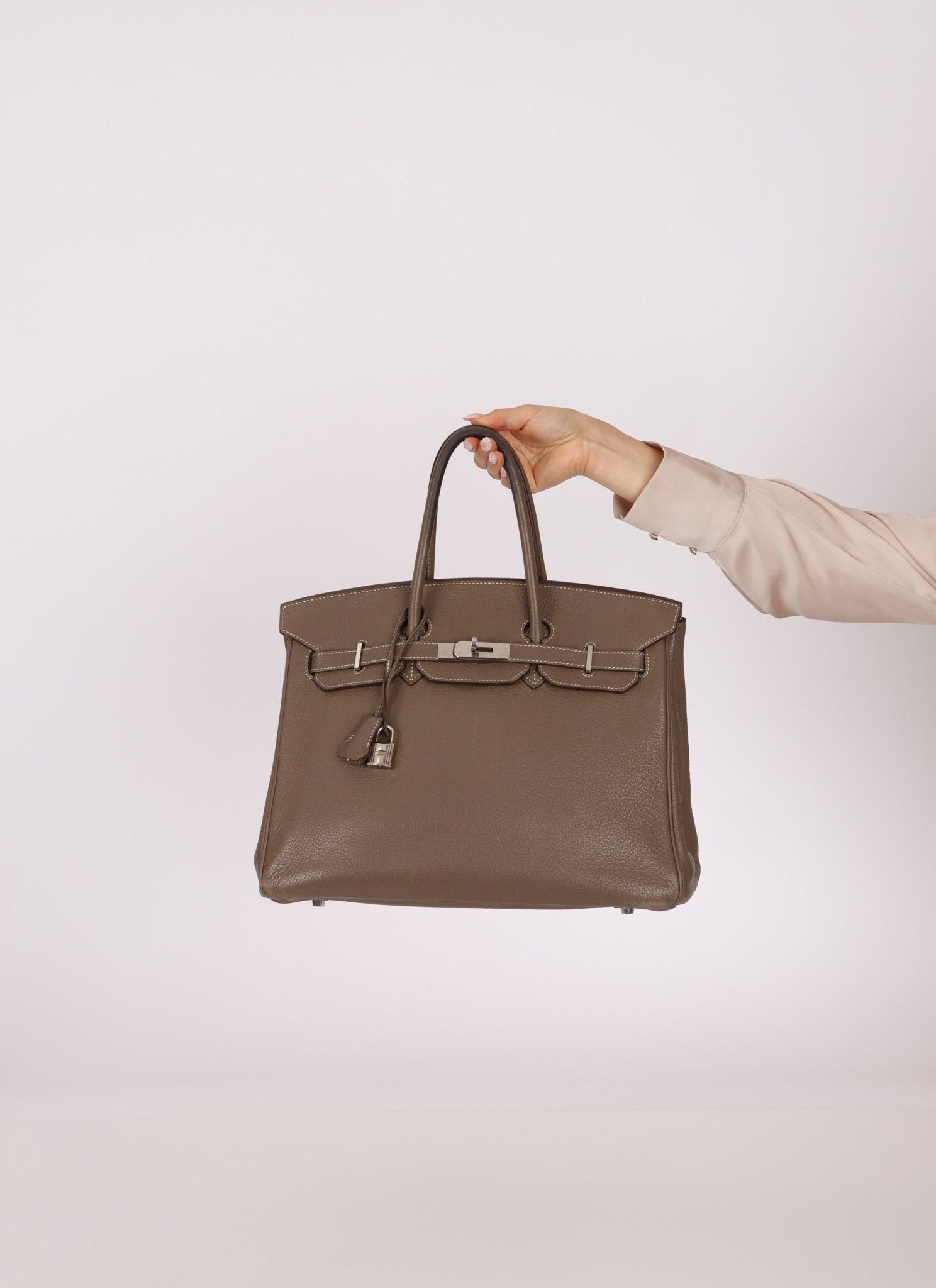 Hermès 2008 Etoupe Clemence Retourne Birkin 35 - FashioNica