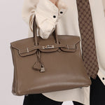 Hermès 2008 Etoupe Clemence Retourne Birkin 35 - FashioNica