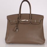 Hermès 2008 Etoupe Clemence Retourne Birkin 35 - FashioNica