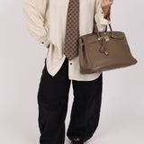 Hermès 2008 Etoupe Clemence Retourne Birkin 35 - FashioNica